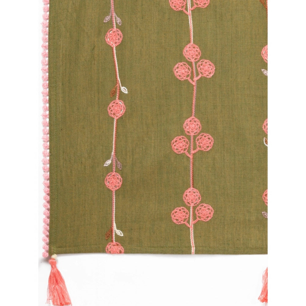 Generic Women's Cotton Opaque Stole (Olive, Length: 1.5 to 2 Mtr)