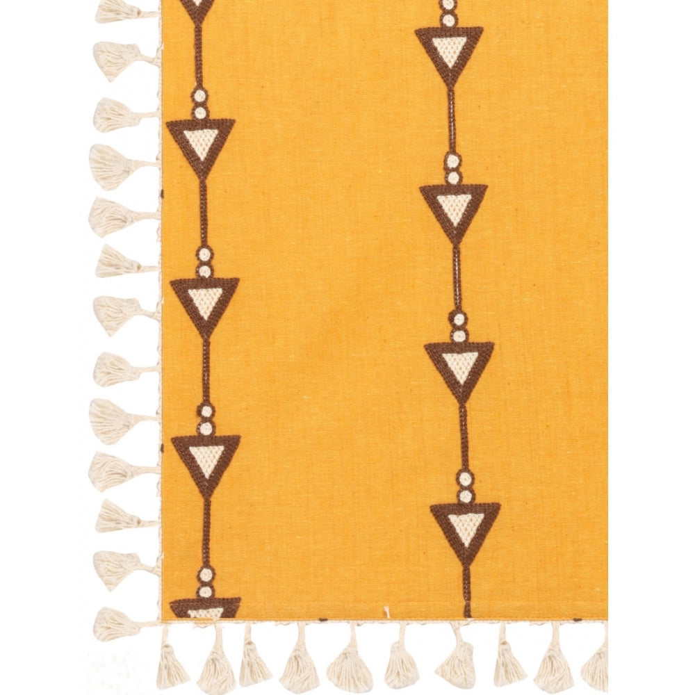 Generic Women's Cotton Embroidered Dupatta (Mustuard, Length: 0.5 to 1 Mtr)