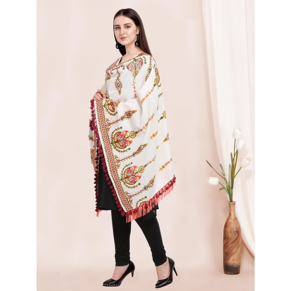 Generic Women's Cotton Embroidered Dupatta (Off White, Length: 0.5 to 1 Mtr)