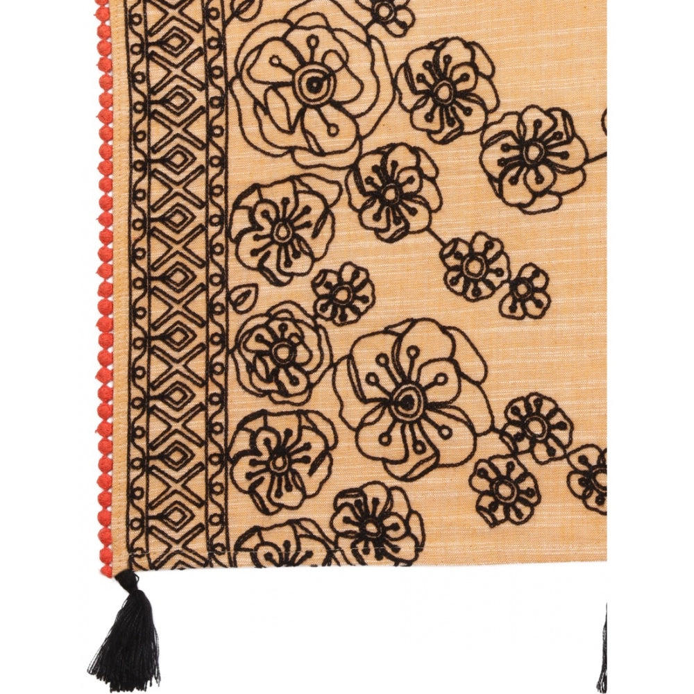 Generic Women's Cotton Opaque Stole (Orange, Length: 1.5 to 2 Mtr)