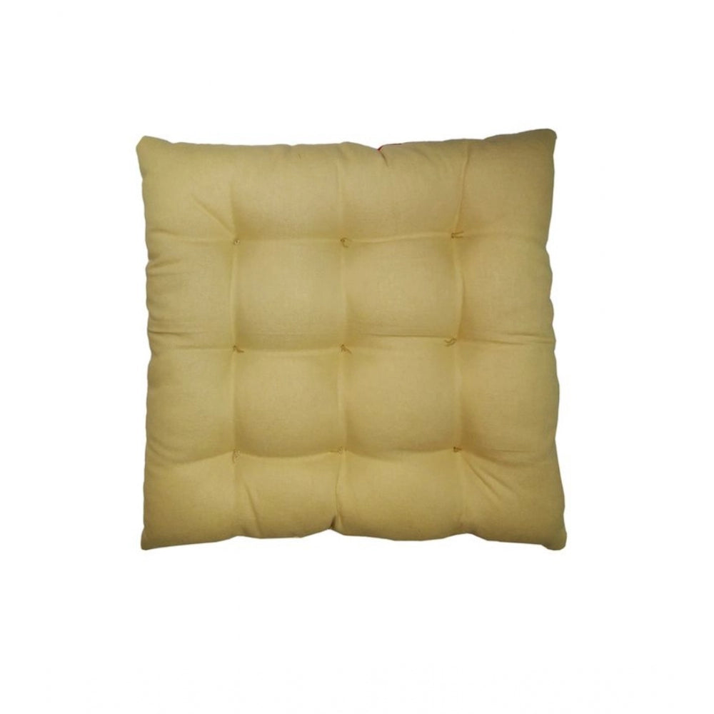 Generic Cotton Blended Solid Chair Cushions (Rama & Beige, Size: 16x16 In)
