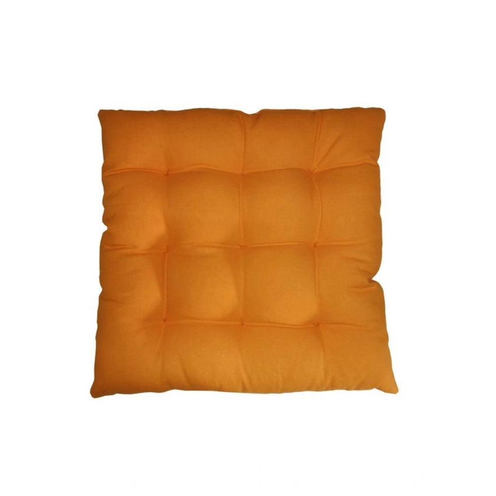 Generic Cotton Blended Solid Chair Cushions (Red & Yellow, Size: 16x16 In)