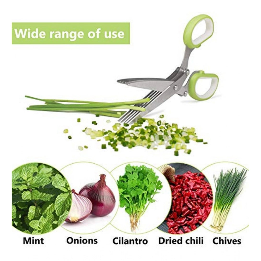 Generic Steel 5 in 1 Vegetable Stainless Steel Kitchen Knives 5 Layers Scissors (Multicolor)