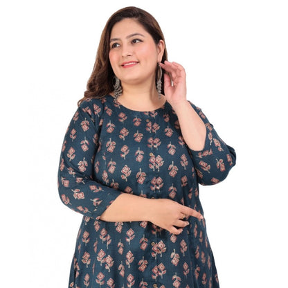 जेनेरिक महिलाओं के ऑफिस वियर फ्लोरल प्रिंटेड कैप्सूल प्रिंसेस कट कुर्ती (हरा)
