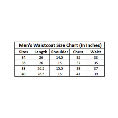 Generic Men's Jacquard Self-Design Sleeveless Mandarin Neck Waistcoat (Blue-Gold)