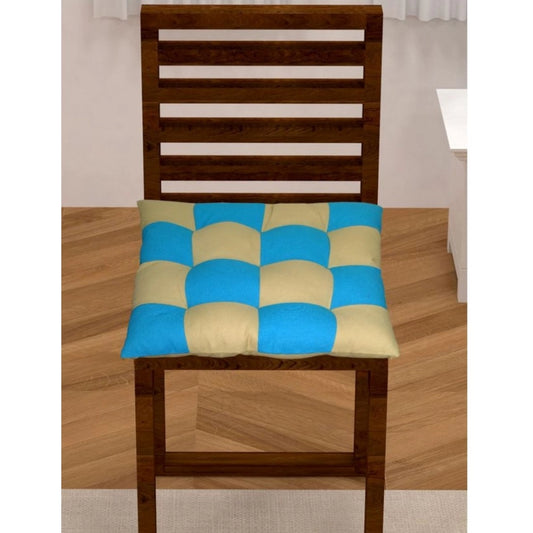 Generic Cotton Blended Solid Chair Cushions (Rama &amp; Beige, Size: 16x16 In)