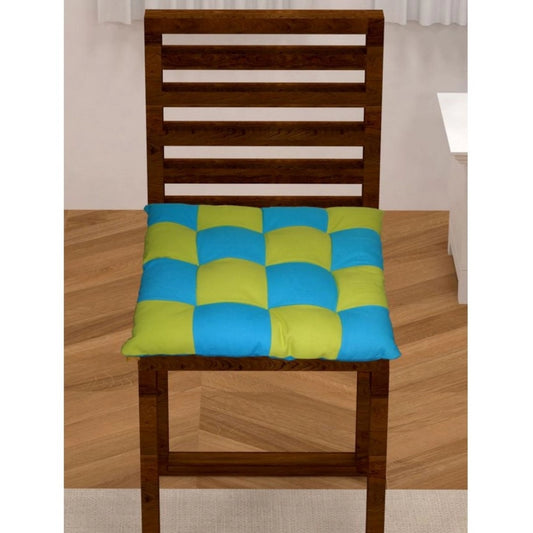 Generic Cotton Blended Solid Chair Cushions (Rama &amp; Green, Size: 16x16 In)