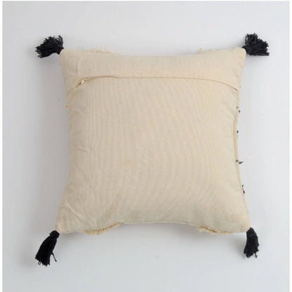 Generic Cotton Handcrafted Pit Loom Cushion Cover 16x16 Inch Pack of 2 (Black)