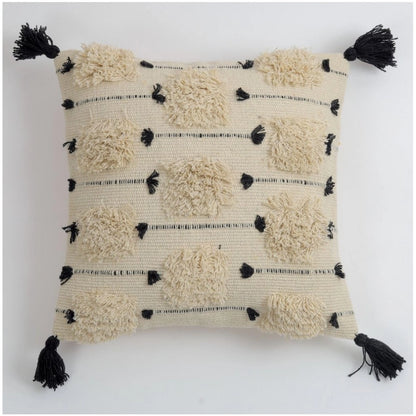 Generic Cotton Handcrafted Pit Loom Cushion Cover 16x16 Inch Pack of 2 (Black)