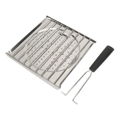 Generic Steel Toaster White Foldable Stainless Steel Grilling Pan (Silver)