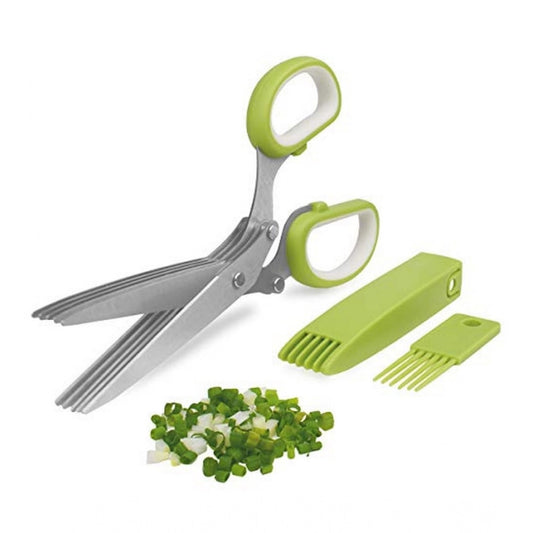 Generic Steel 5 in 1 Vegetable Stainless Steel Kitchen Knives 5 Layers Scissors (Multicolor)